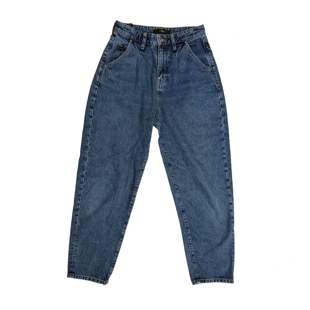 Mavi Gold Laura High Rise Baggy Tapered Jeans Medium Wash Blue Cotton Size 26 27